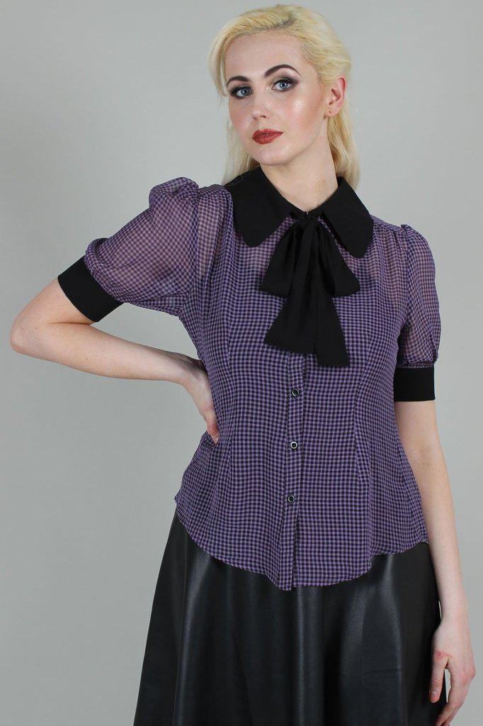 Ponny Gingham Blouse-Voodoo Vixen-Dark Fashion Clothing