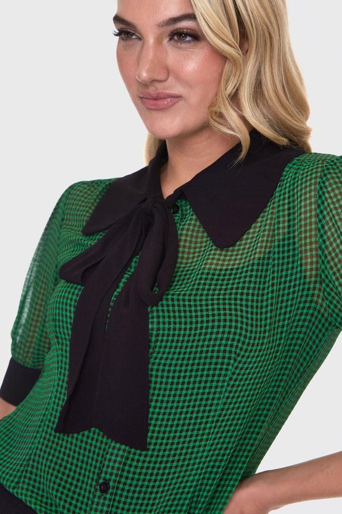 Ponny Gingham Blouse-Voodoo Vixen-Dark Fashion Clothing