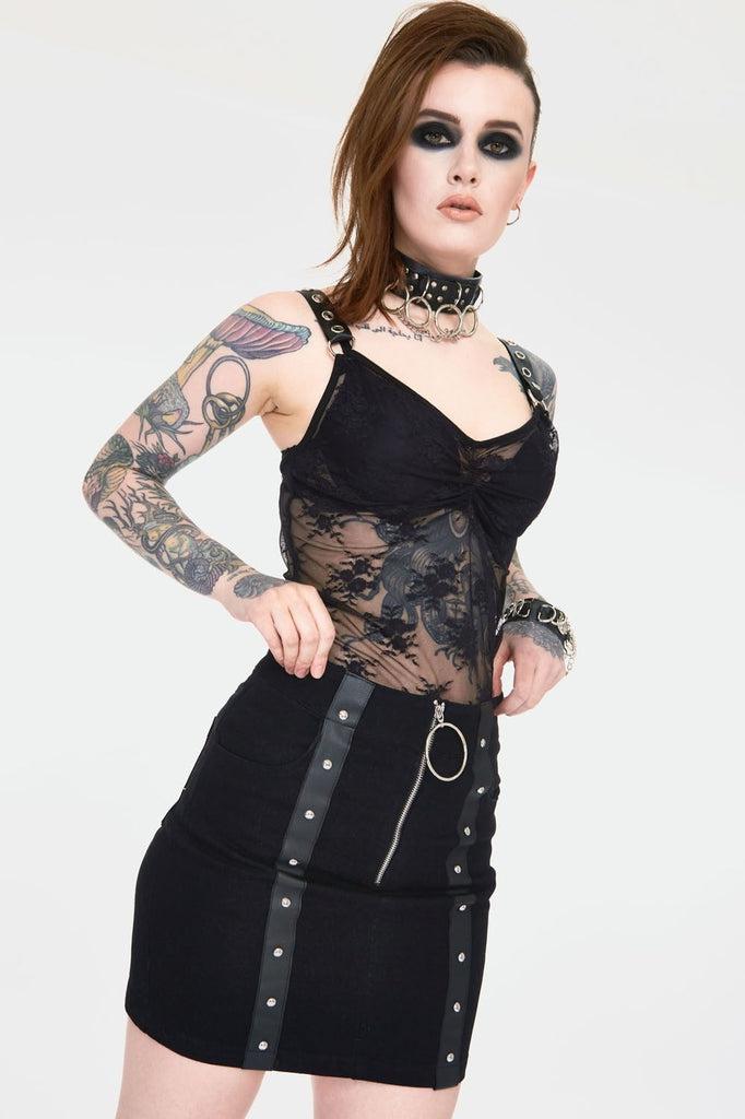 Release Me Black Denim Skirt-Jawbreaker-Dark Fashion Clothing
