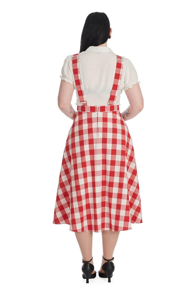 Row Boat Date Check Swing Pinafore-Banned-Dark Fashion Clothing