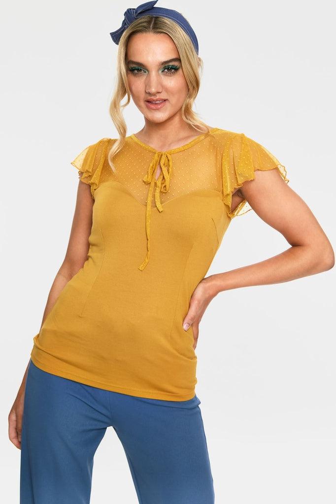 Samantha Polka Mesh Top-Voodoo Vixen-Dark Fashion Clothing