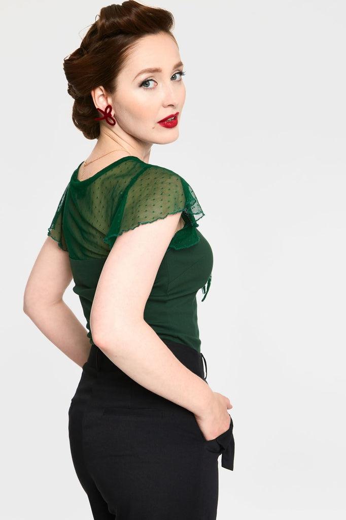 Samantha Polka Mesh Top-Voodoo Vixen-Dark Fashion Clothing