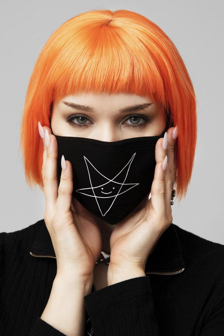 Satan Loves You Face Mask - Unisex-Long Clothing-Dark Fashion Clothing