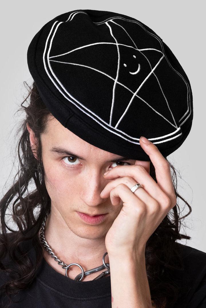 Satan Loves You Large Logo Beret - Unisex-Long Clothing-Dark Fashion Clothing