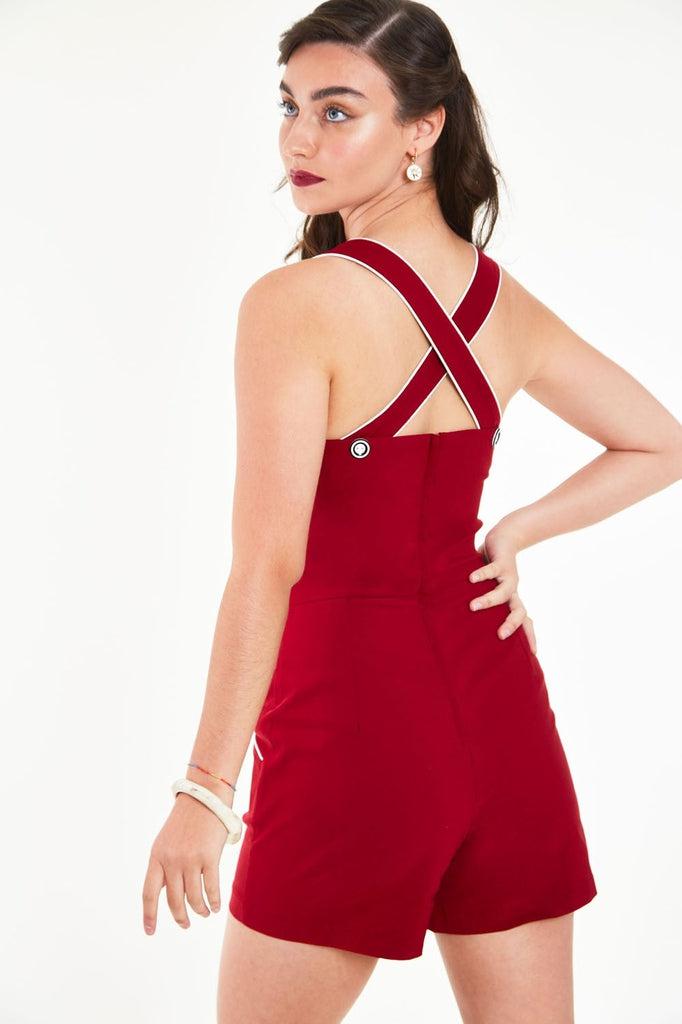 Seaside Cross Strap Playsuit-Voodoo Vixen-Dark Fashion Clothing