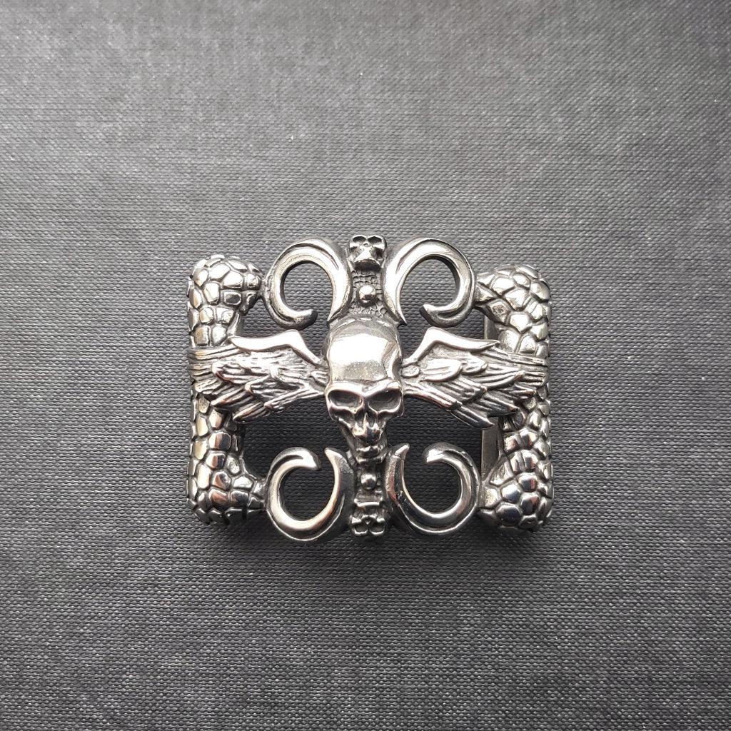 Skull Goth Belt Buckle - Steel-Badboy-Dark Fashion Clothing