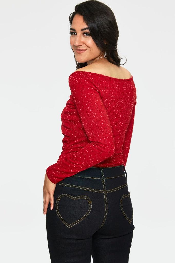 Starlynn Snowflake Off The Shoulder Top-Voodoo Vixen-Dark Fashion Clothing