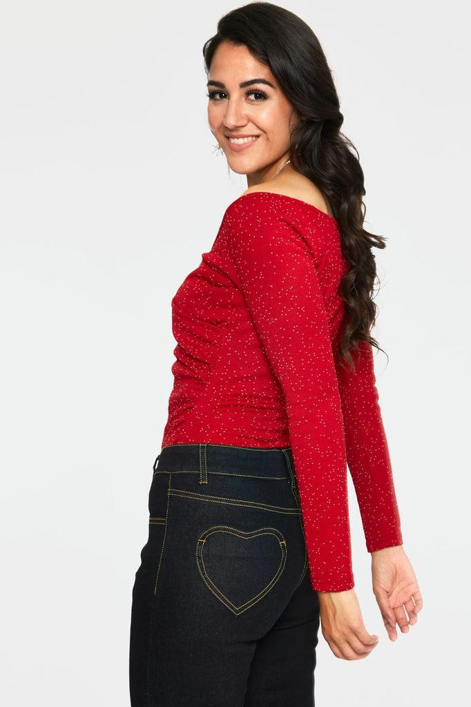 Starlynn Snowflake Off The Shoulder Top-Voodoo Vixen-Dark Fashion Clothing