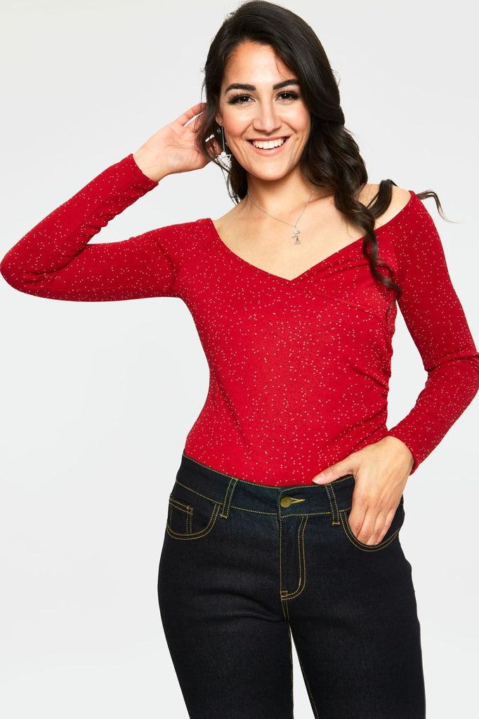 Starlynn Snowflake Off The Shoulder Top-Voodoo Vixen-Dark Fashion Clothing