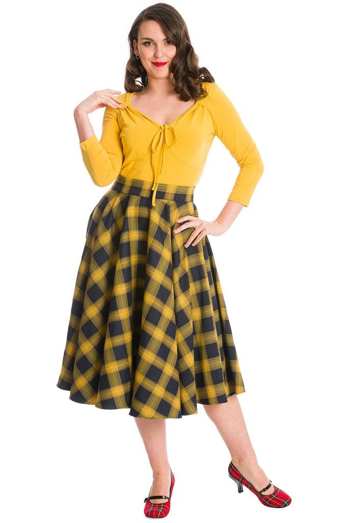 Sweet Check Swing Skirt-Banned-Dark Fashion Clothing