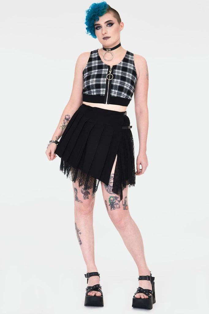 Teen Spirit Tartan Crop Top-Jawbreaker-Dark Fashion Clothing