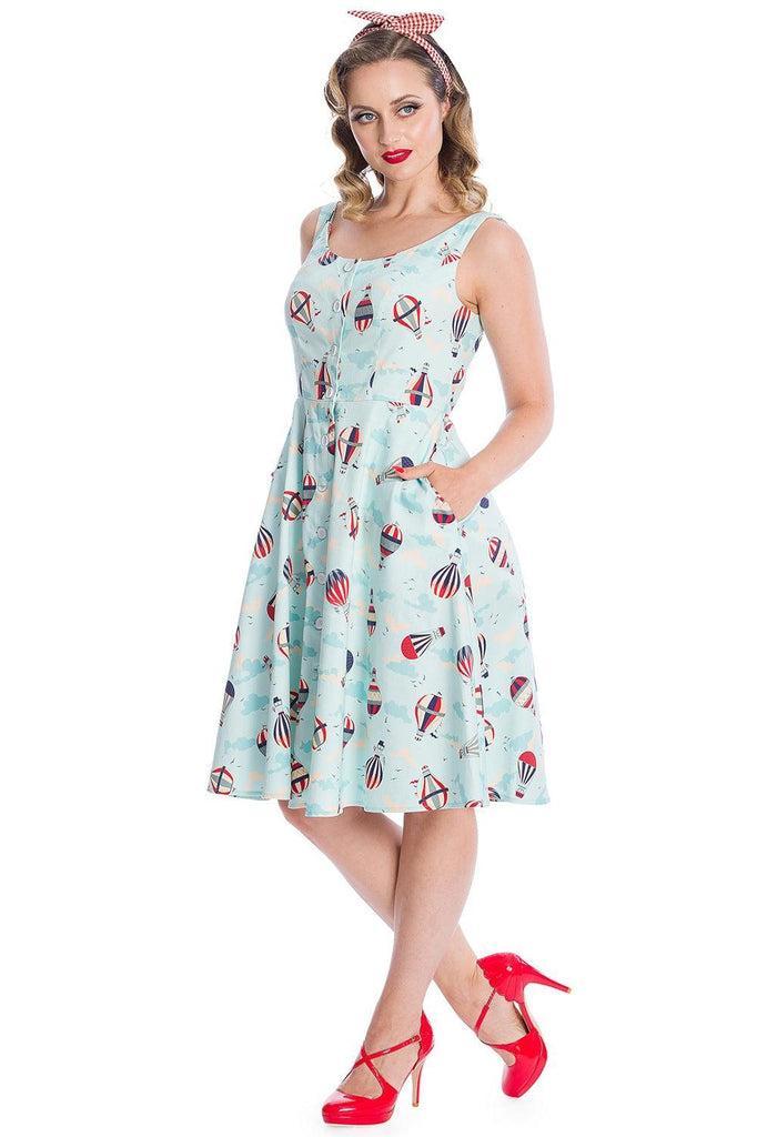 Vintage Globe Button Dress-Banned-Dark Fashion Clothing