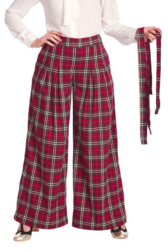 Winter Check Swing Trouser-Banned-Dark Fashion Clothing