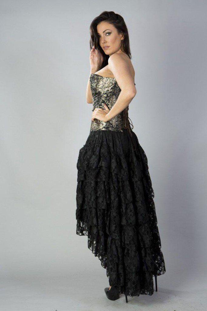 Amelia Long Burlesque Skirt In Lace-Burleska-Dark Fashion Clothing