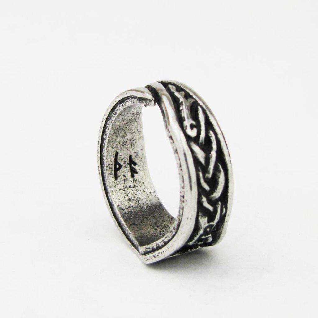 Asgard Kaun Letter K or Q Rune Ring - Adjustable-Asgard-Dark Fashion Clothing