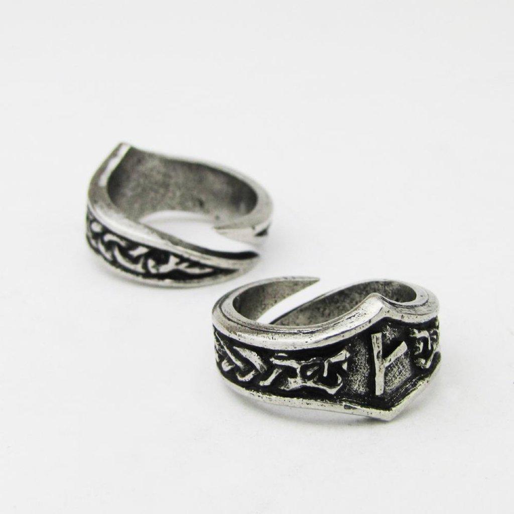 Asgard Kaun Letter K or Q Rune Ring - Adjustable-Asgard-Dark Fashion Clothing