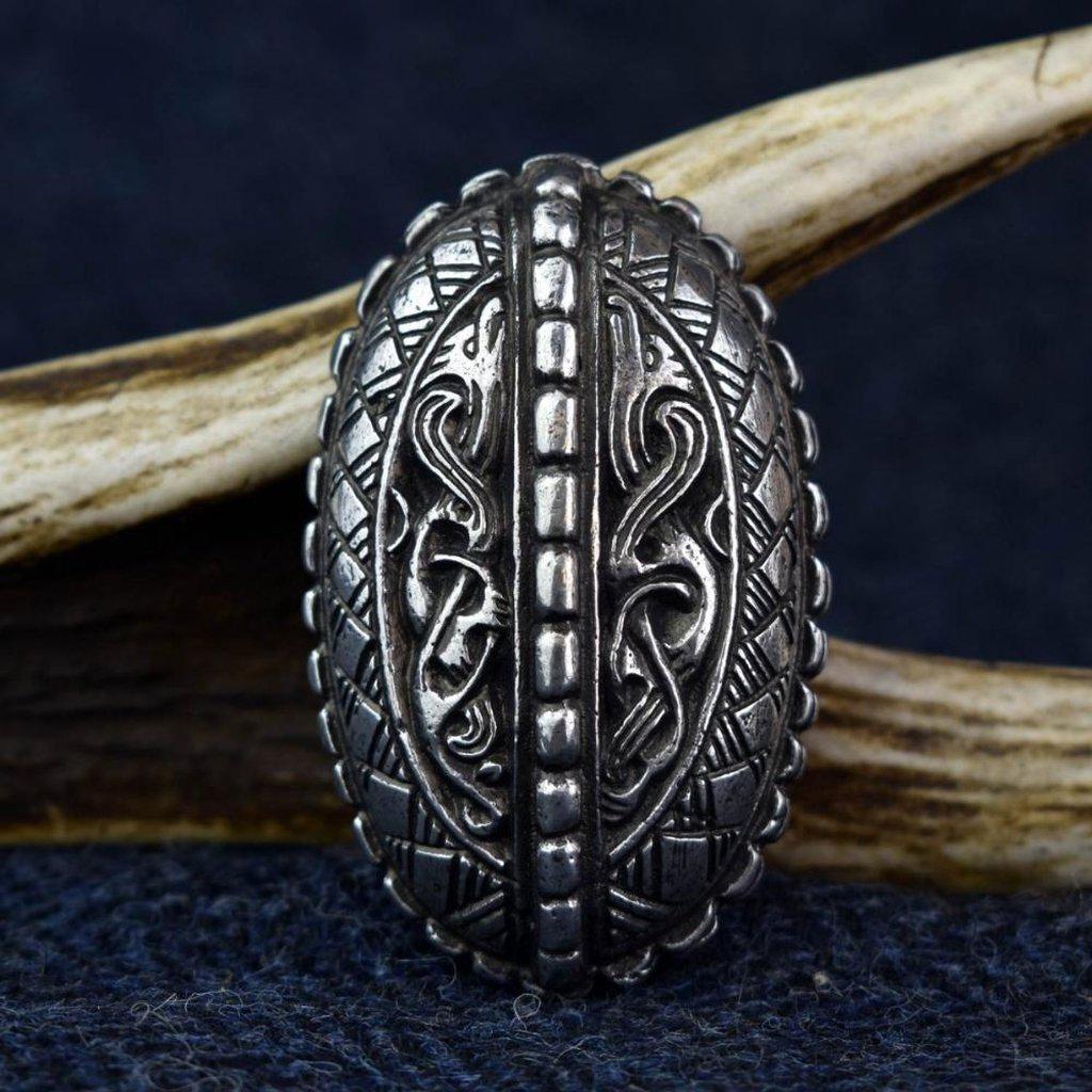 Asgard Pair of Broa Style Oval Brooches-Asgard-Dark Fashion Clothing