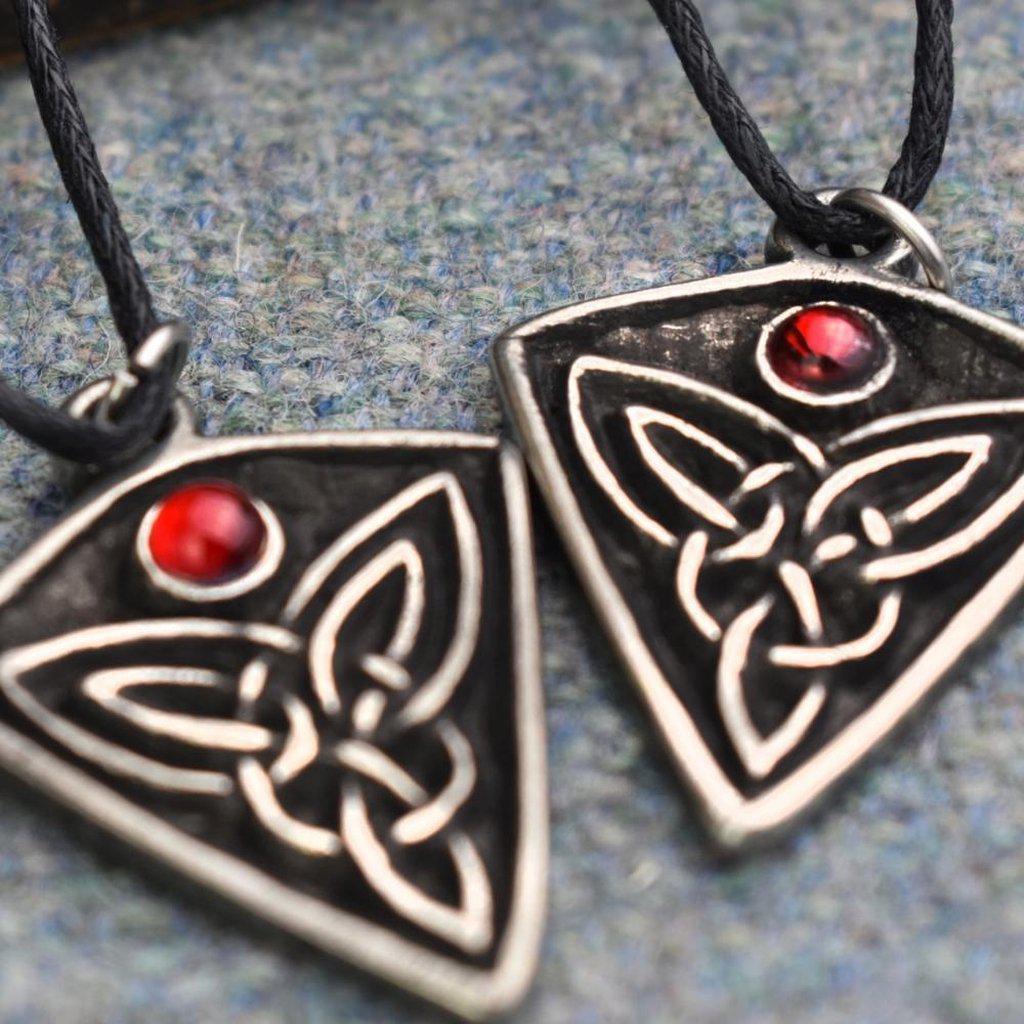 Asgard St Ninian's Knot Pendant – Blue, Green or Red Stone-Asgard-Dark Fashion Clothing