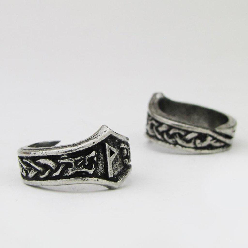 Asgard Wunjo Letter W rune Ring - Adjustable-Asgard-Dark Fashion Clothing
