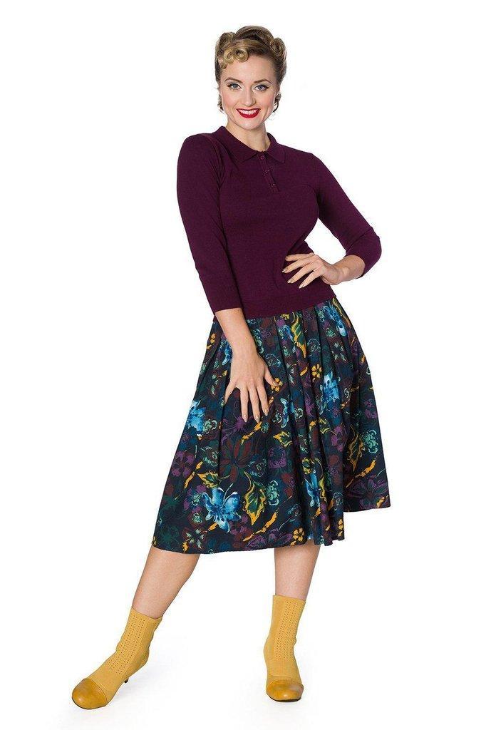 Audry Button Knit Top-Banned-Dark Fashion Clothing