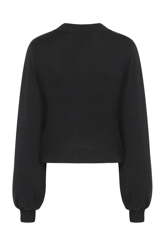 Balloon Sleeve Black Crop-Banned-Dark Fashion Clothing