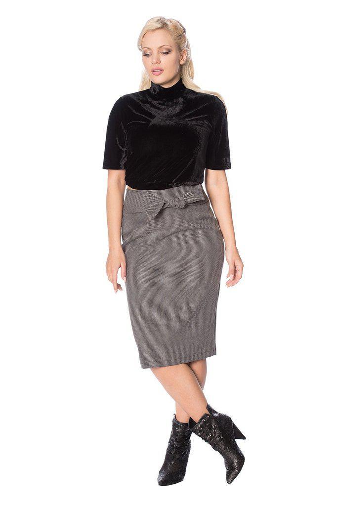 Betty Tie Front Pencil Skirt-Banned-Dark Fashion Clothing