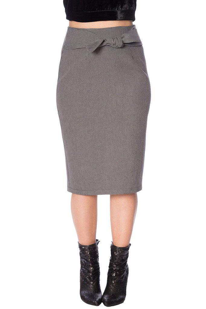 Betty Tie Front Pencil Skirt-Banned-Dark Fashion Clothing