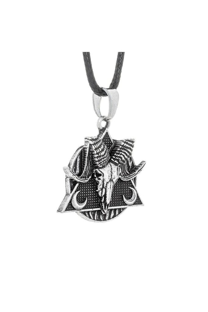 Black Occult Symbol DeltaRam Pendant and Necklace - Elise-Dr Faust-Dark Fashion Clothing