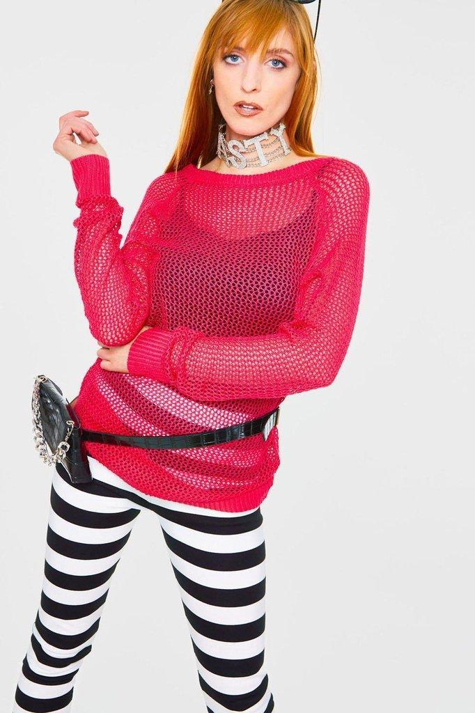 Black or Pink Mesh Sweatshirt-Jawbreaker-Dark Fashion Clothing
