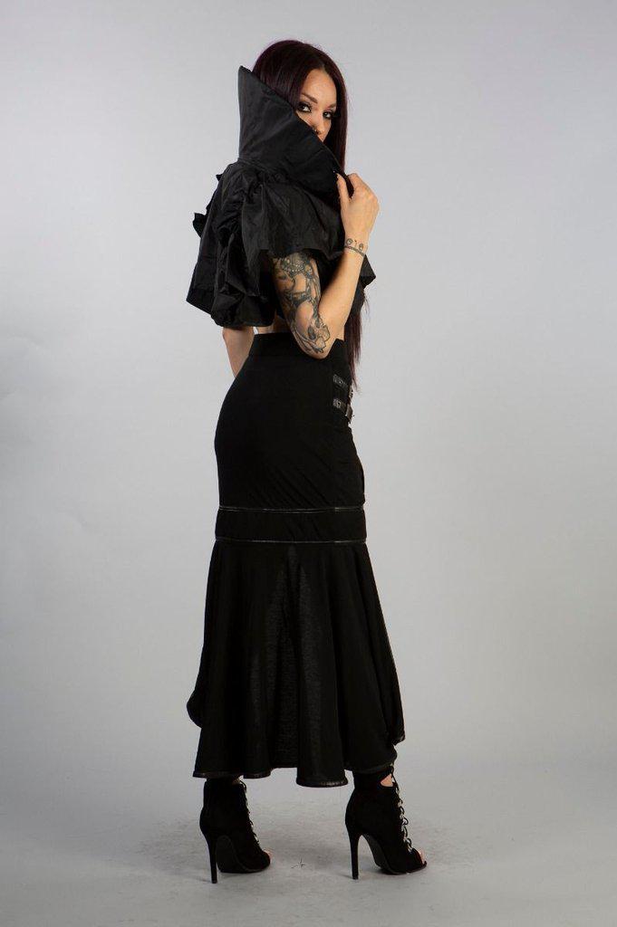Blade High Collar Bolero In Black Taffeta-Burleska-Dark Fashion Clothing