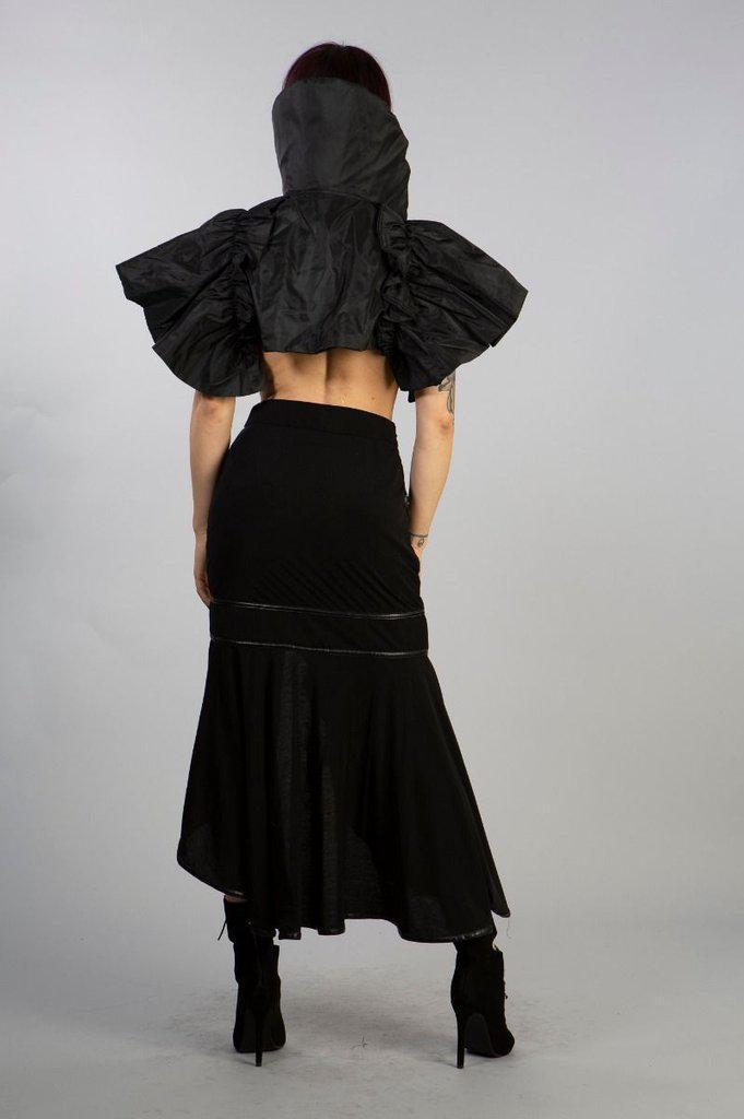 Blade High Collar Bolero In Black Taffeta-Burleska-Dark Fashion Clothing