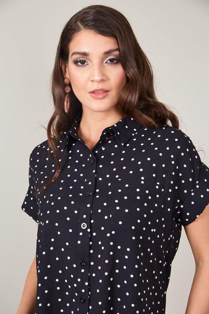 Brie Brie Polka Dot Shirt-Voodoo Vixen-Dark Fashion Clothing
