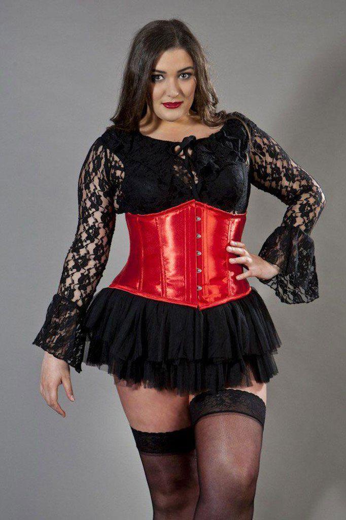 Candy Underbust Plus Size Waist Training Corset In Satin-Burleska-Dark Fashion Clothing
