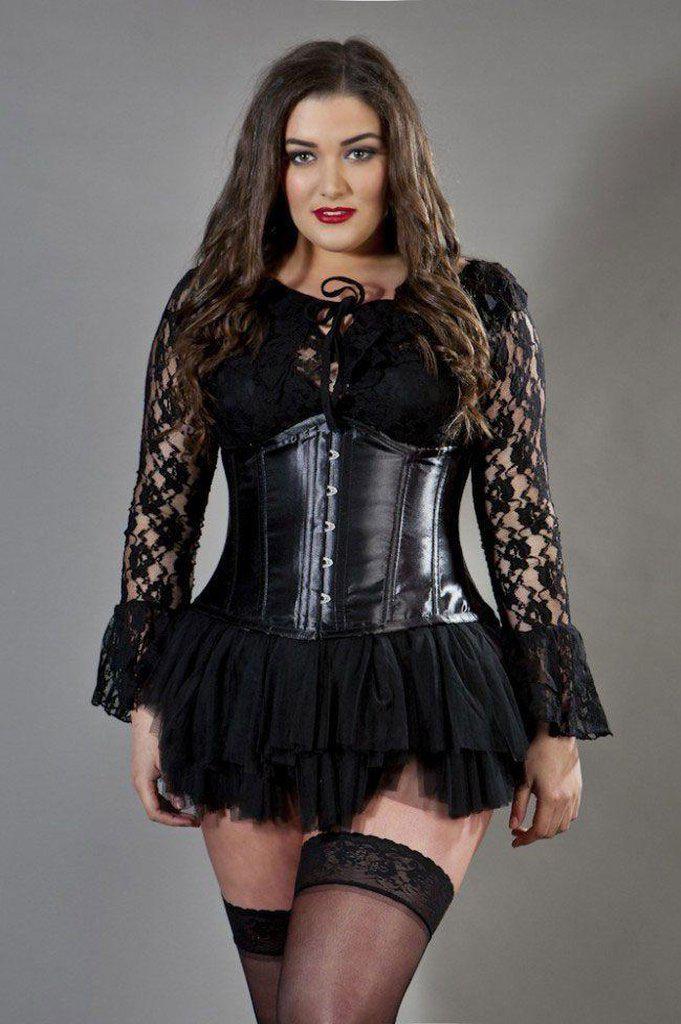 Candy Underbust Plus Size Waist Training Corset In Satin-Burleska-Dark Fashion Clothing