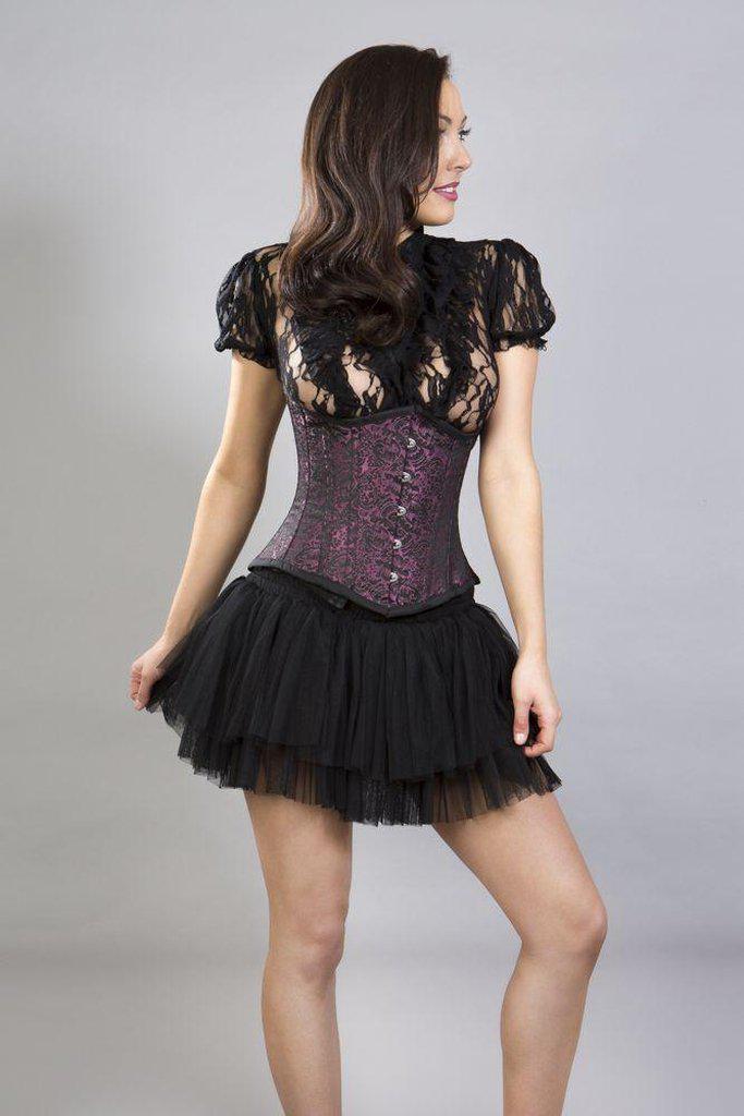 Candy Underbust Steel Boned Waist Training Corset In Brocade-Burleska-Dark Fashion Clothing