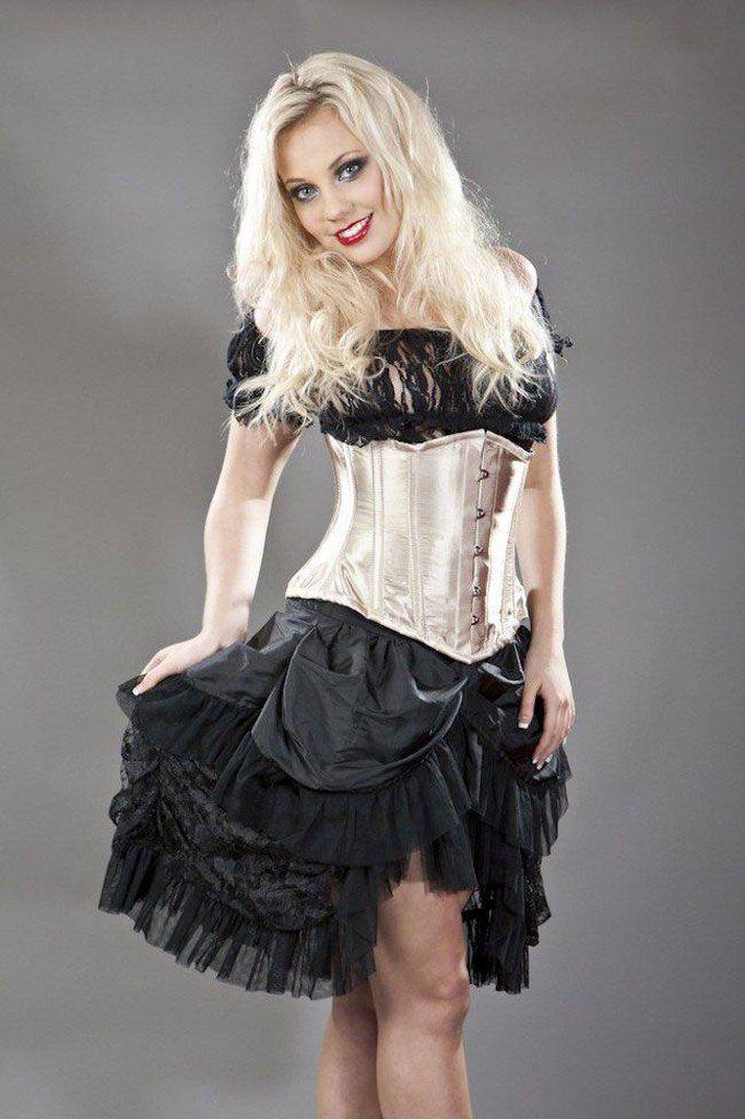 Candy Underbust Steel Boned Waist Training Corset In Satin-Burleska-Dark Fashion Clothing