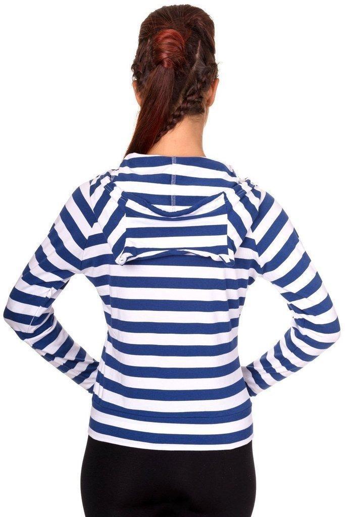 Cat Ears Striped Hoodie-Banned-Dark Fashion Clothing