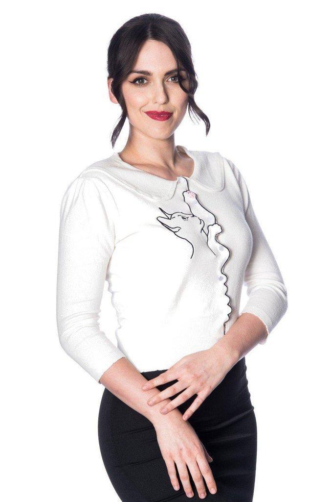 Cat Scallop Collar Cardi-Banned-Dark Fashion Clothing