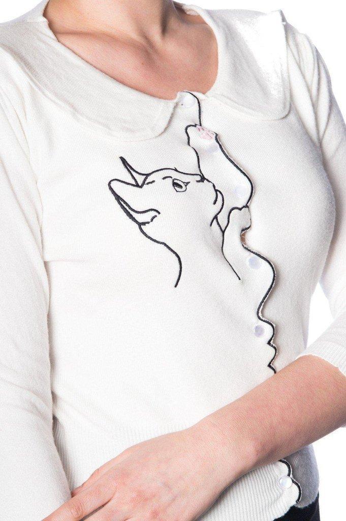 Cat Scallop Collar Cardi-Banned-Dark Fashion Clothing