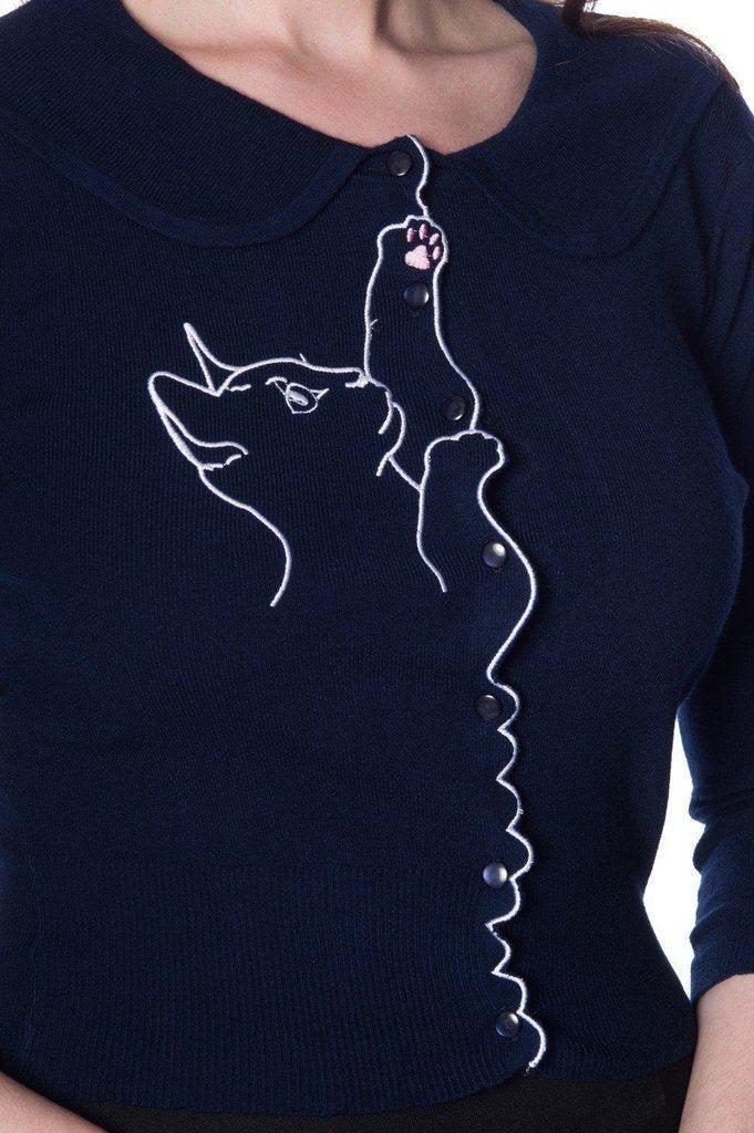 Cat Scallop Collar Cardi-Banned-Dark Fashion Clothing