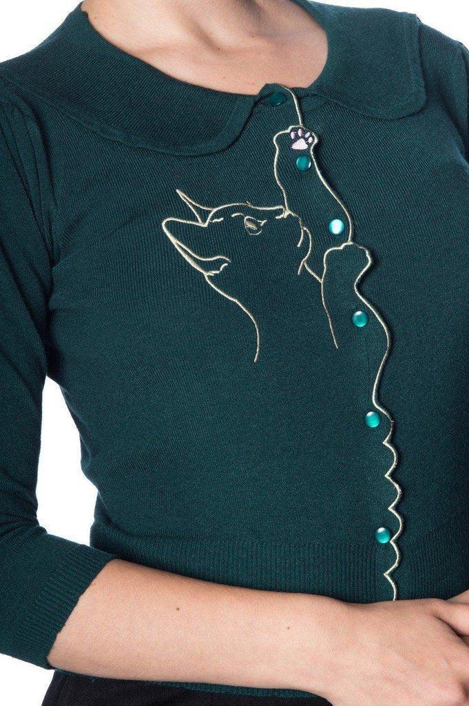 Cat Scallop Collar Cardi-Banned-Dark Fashion Clothing