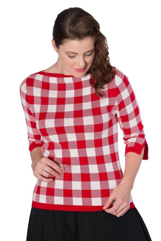 Check Knitted Jumper-Banned-Dark Fashion Clothing