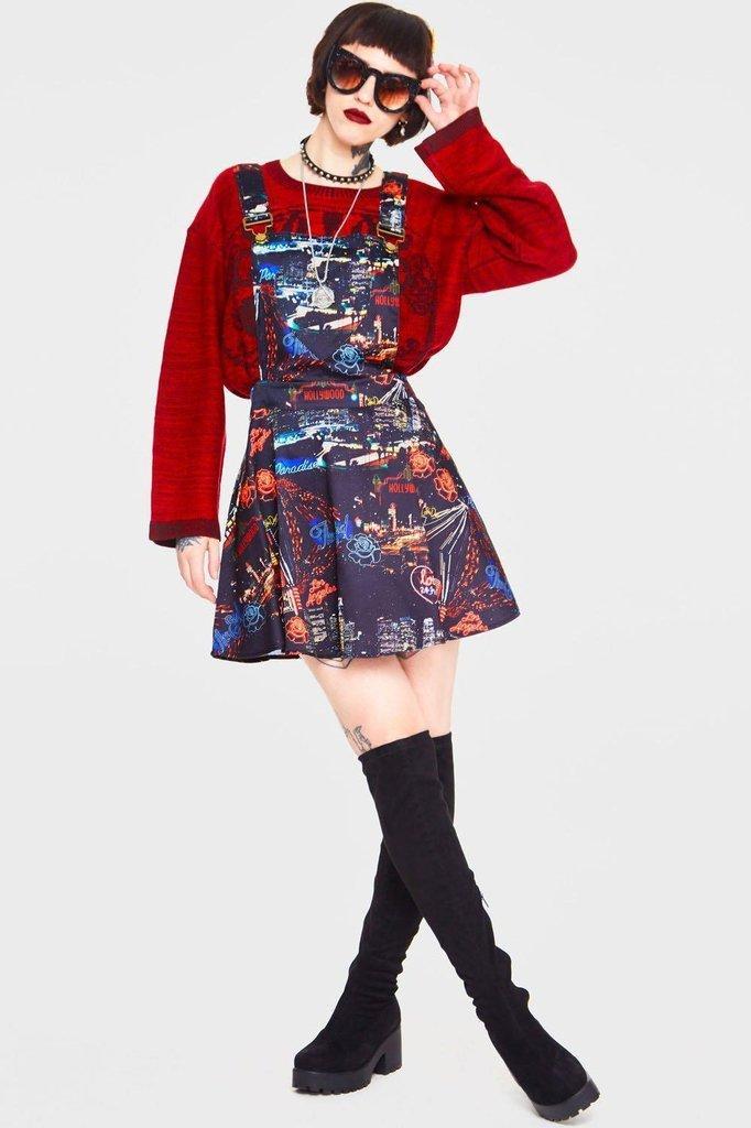 City Lights of Paradise Dungaree Style Dress-Jawbreaker-Dark Fashion Clothing