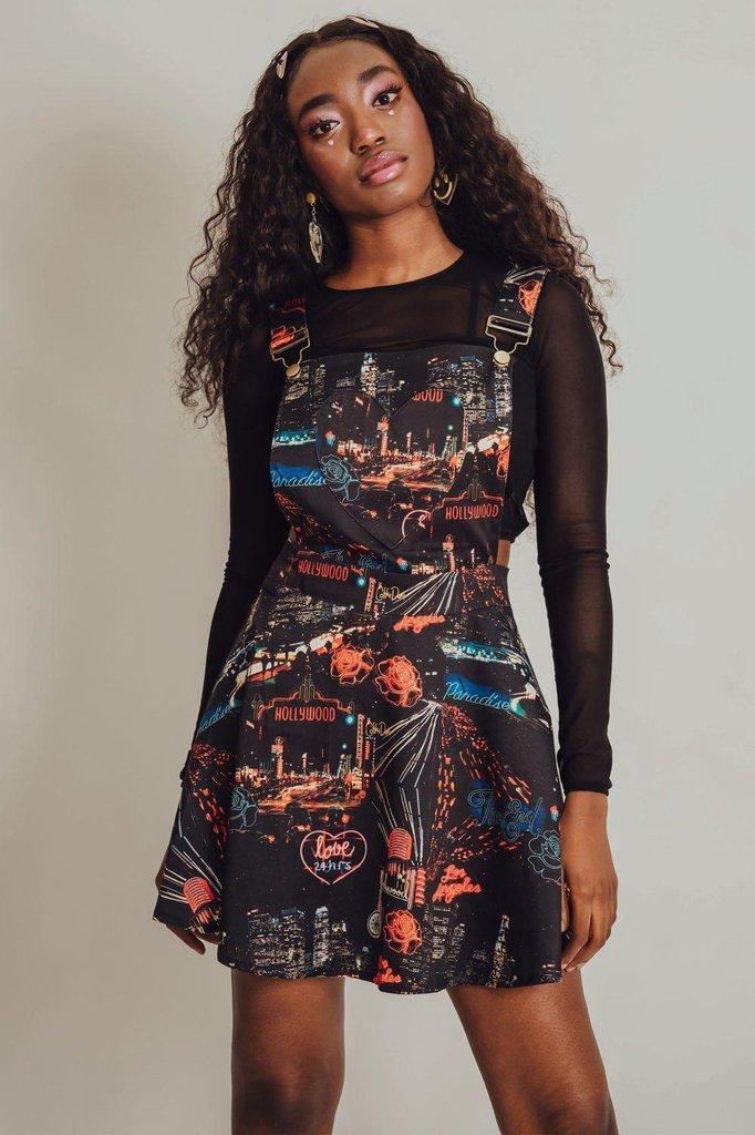 City Lights of Paradise Dungaree Style Dress-Jawbreaker-Dark Fashion Clothing