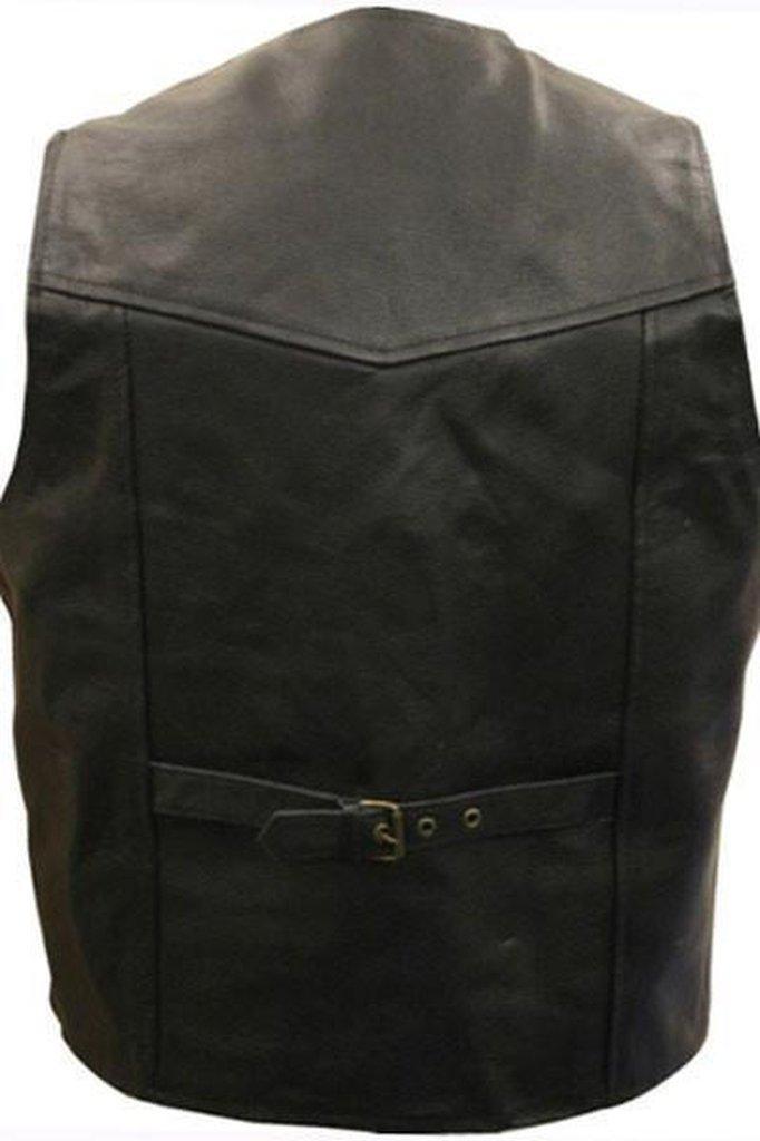 Classic Leather Biker Vest-Skintan Leather-Dark Fashion Clothing
