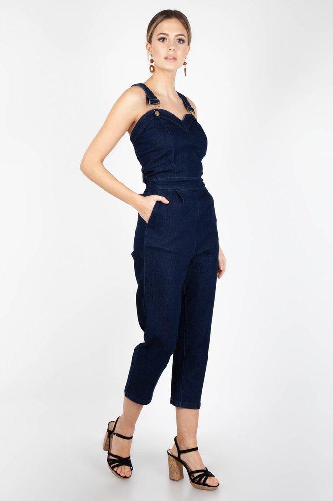 Connie Fitted Capri Overalls-Voodoo Vixen-Dark Fashion Clothing