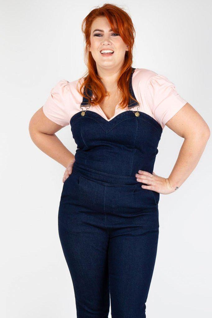 Connie Fitted Capri Overalls-Voodoo Vixen-Dark Fashion Clothing