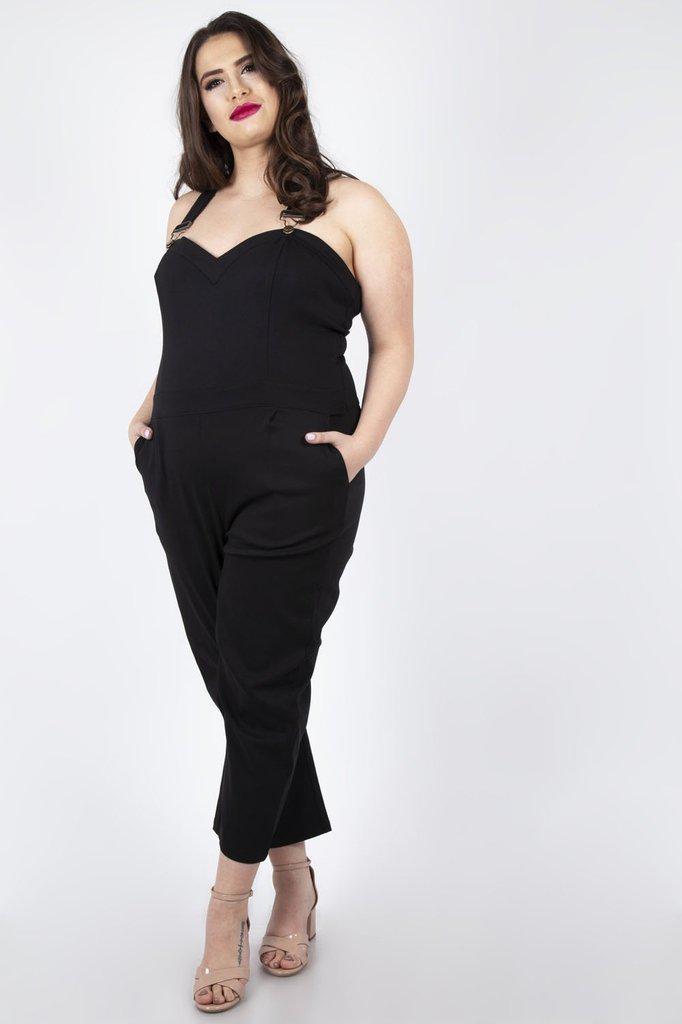 Connie Fitted Capri Overalls-Voodoo Vixen-Dark Fashion Clothing