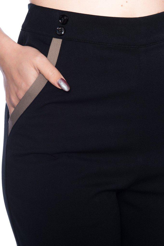 Contrast Trim Trousers-Banned-Dark Fashion Clothing