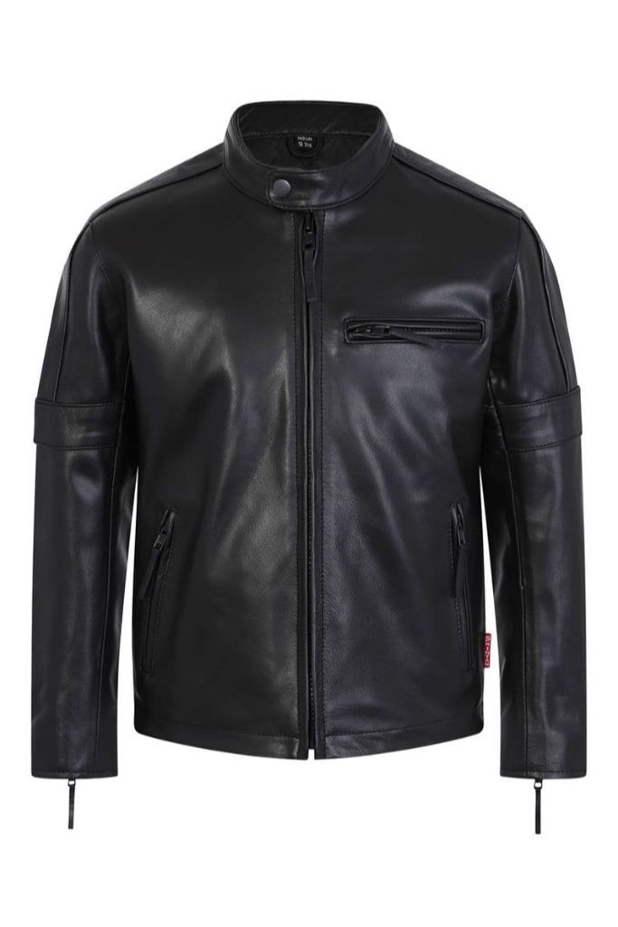 Creed Children's Black Leather Biker Jacket-Skintan Leather-Dark Fashion Clothing